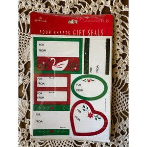 Vintage HALLMARK STICKERS - Christmas Gift Seals Tags Stickers - NIP - 4 Sheets